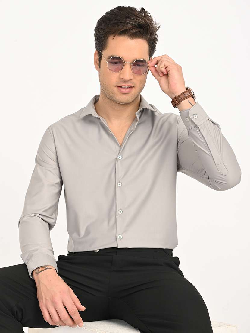 men solid long sleeve regular fit formal shirt