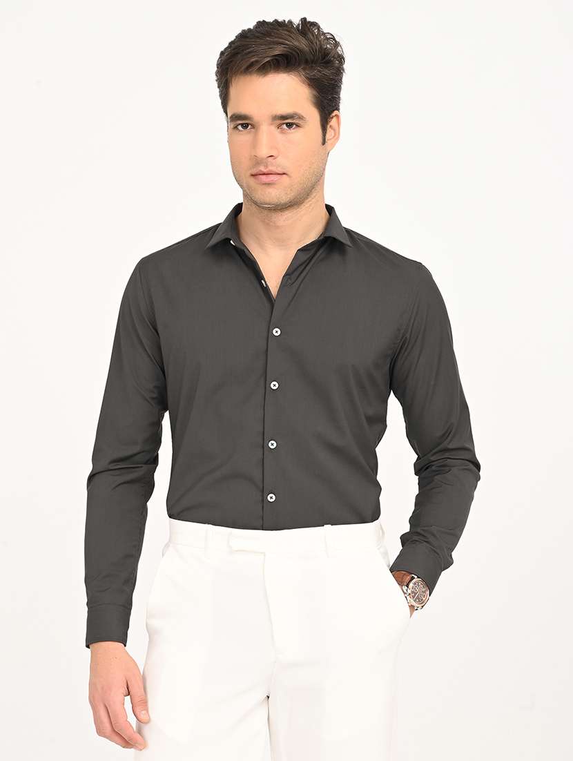 men solid long sleeve regular fit formal shirt