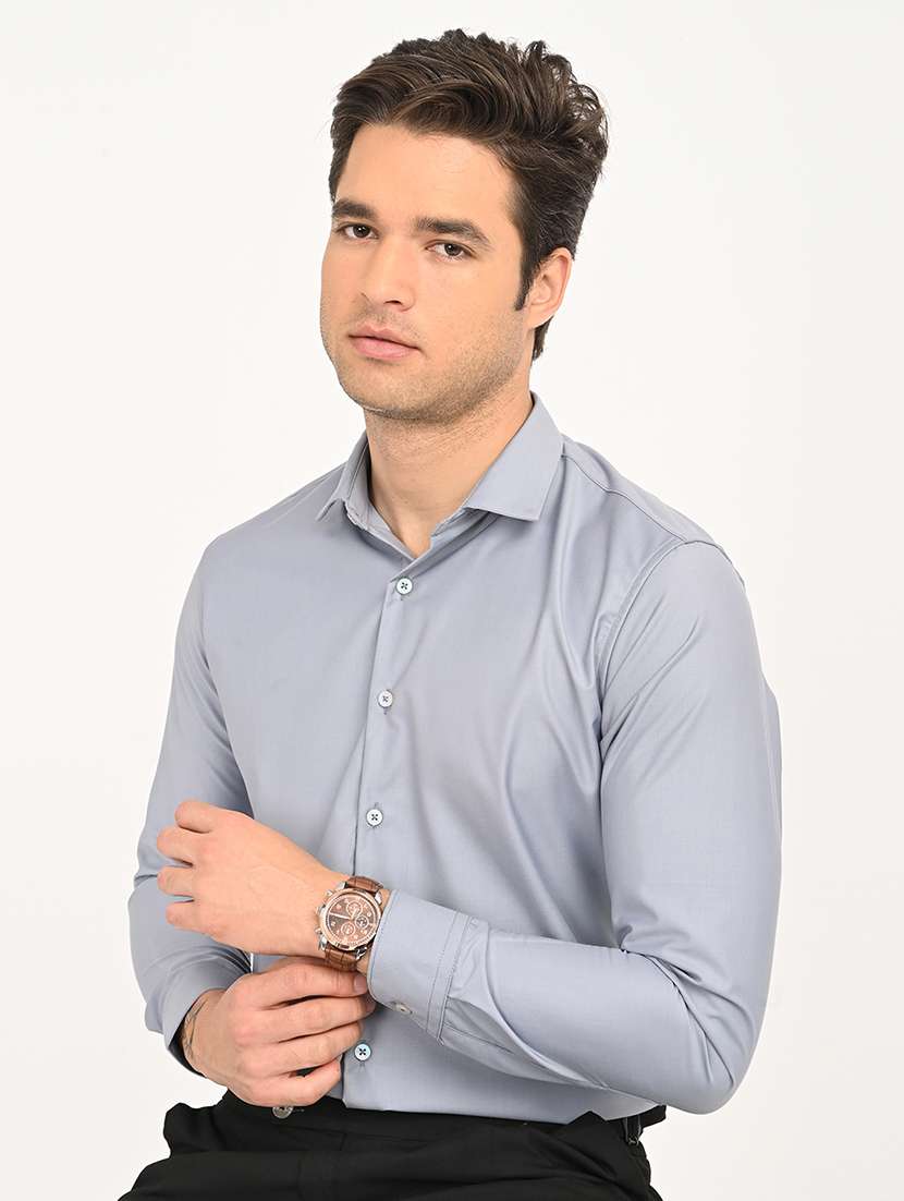 men solid long sleeve regular fit formal shirt