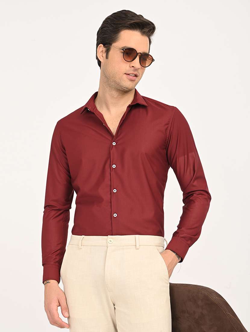 men solid long sleeve regular fit formal shirt