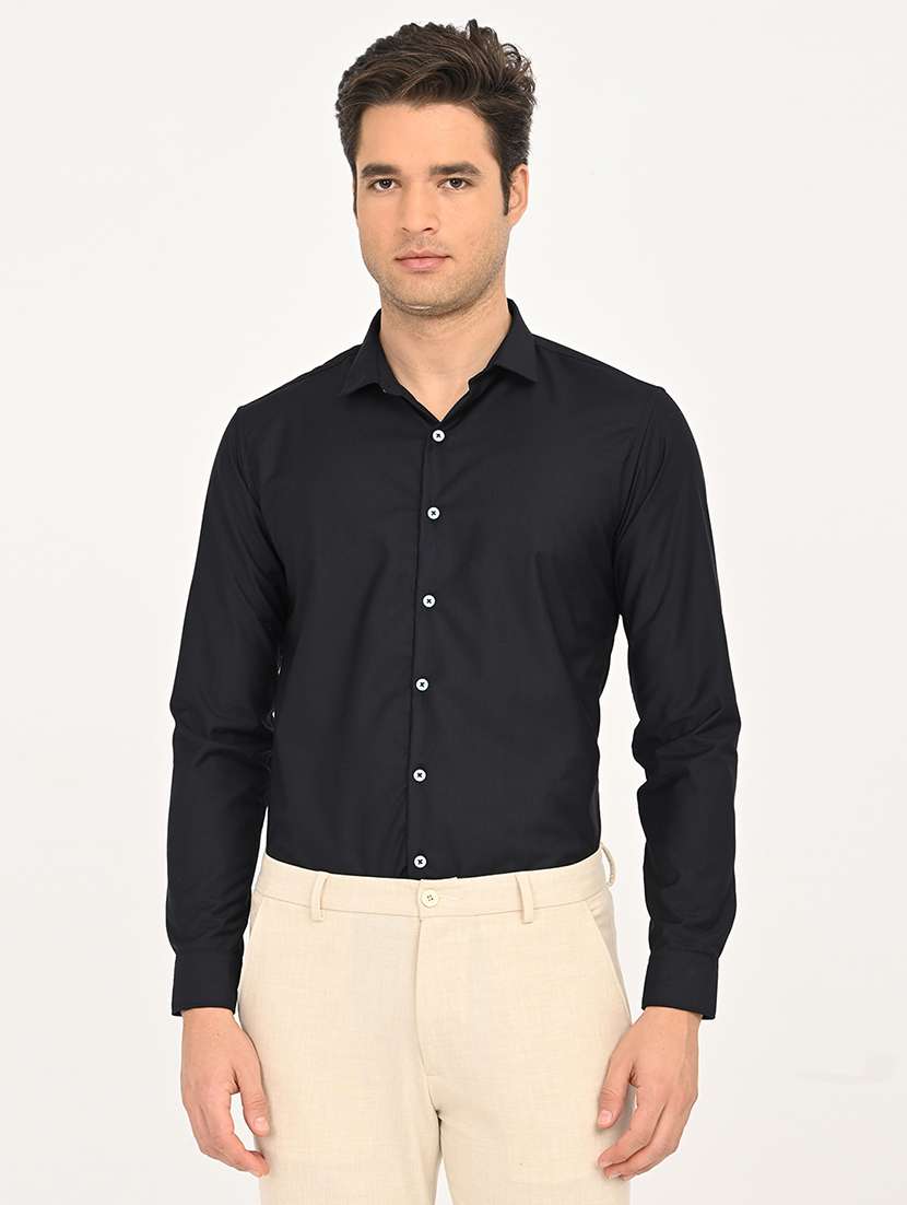 men solid long sleeve regular fit formal shirt