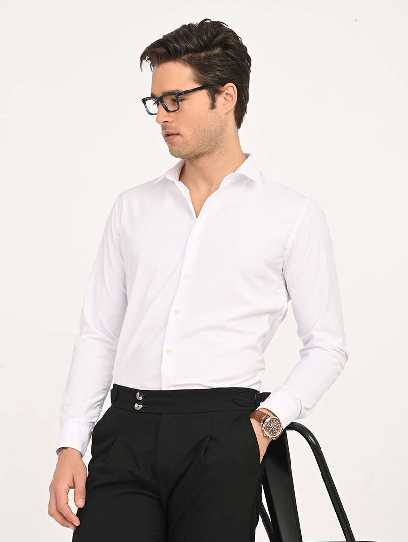 men solid long sleeve regular fit formal shirt