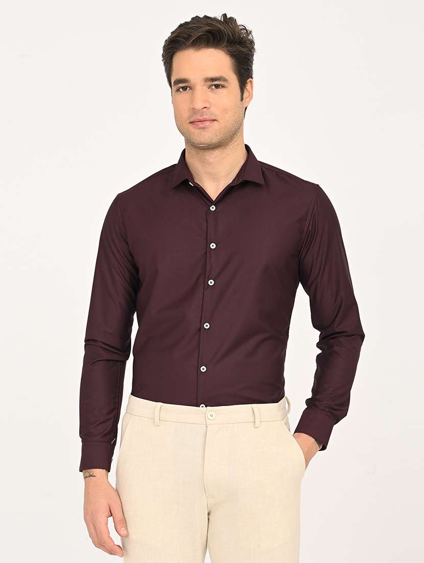 men solid long sleeve regular fit formal shirt