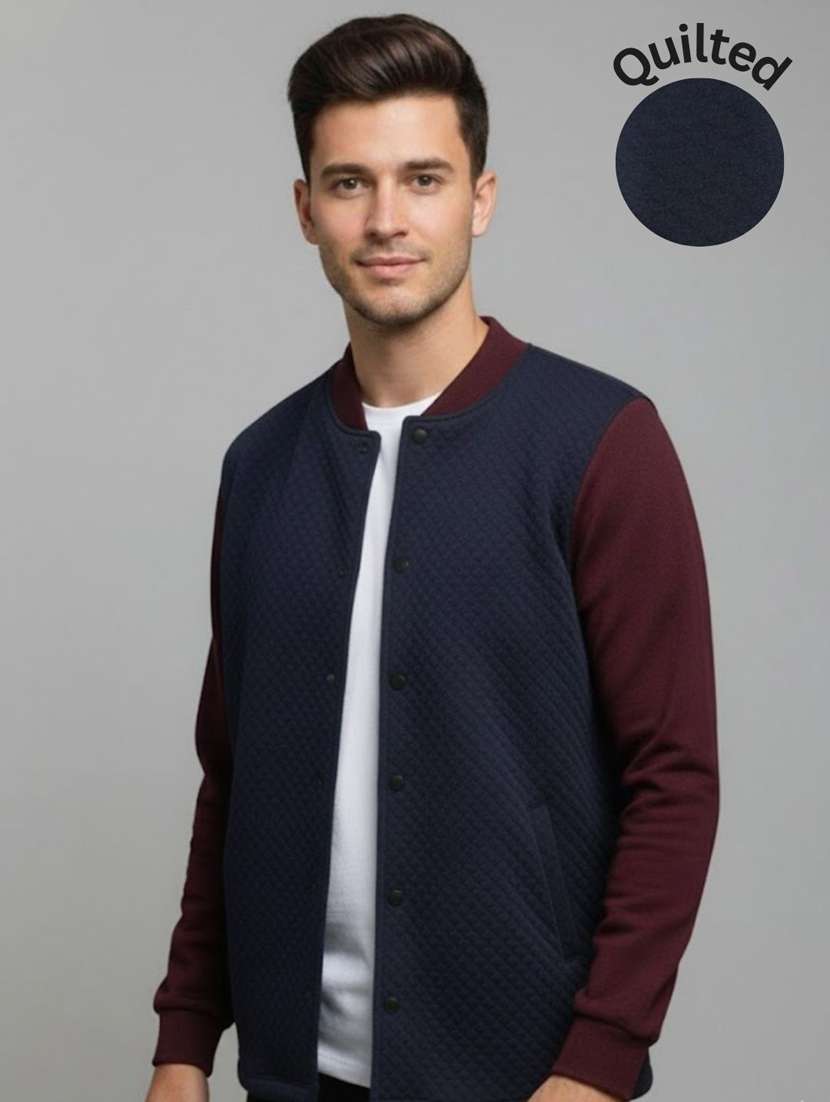 men color blocked long sleeve bomber jacket