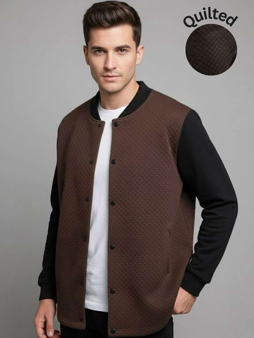 men color blocked long sleeve bomber jacket