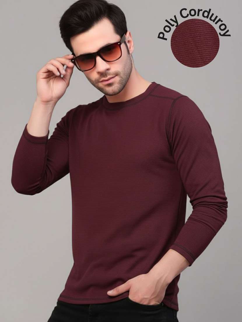 men solid long sleeve slim fit t-tshirt