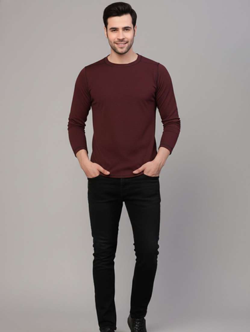 men solid long sleeve slim fit t-tshirt - 22285882 -  Standard Image - 3