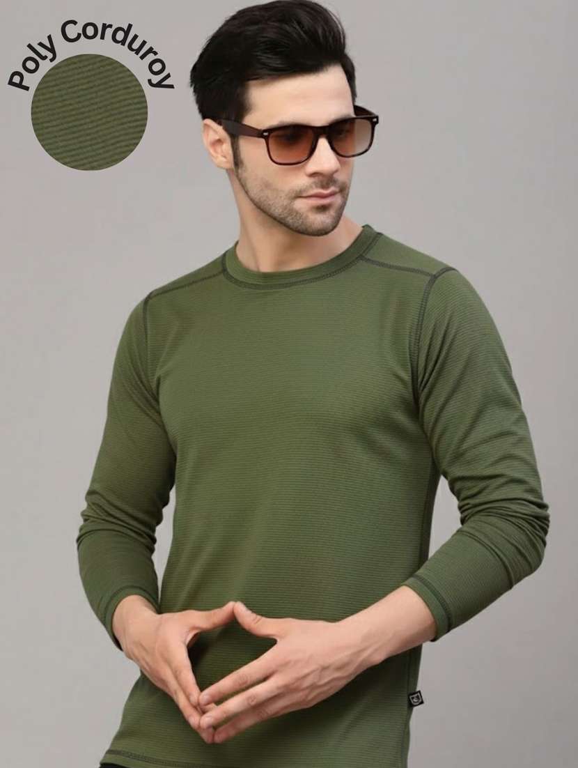 men solid long sleeve slim fit t-tshirt