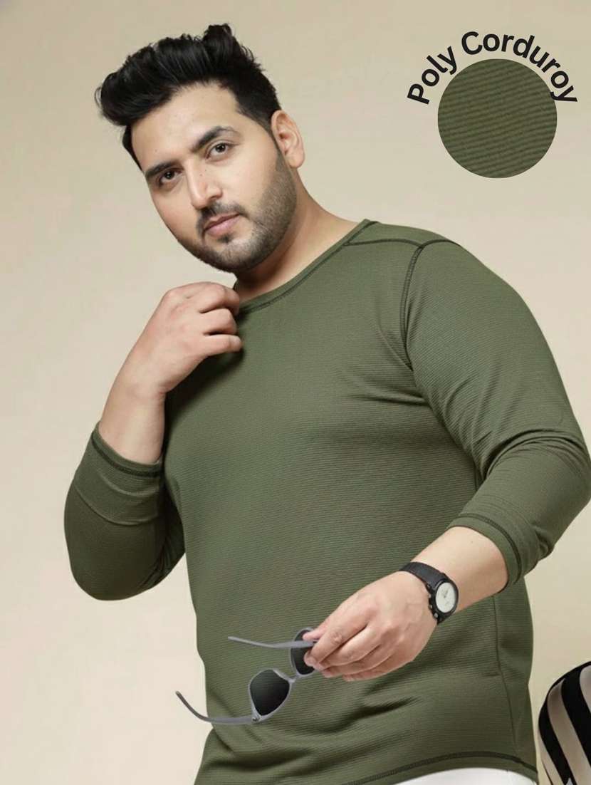 men solid round neck long sleeve t-shirt