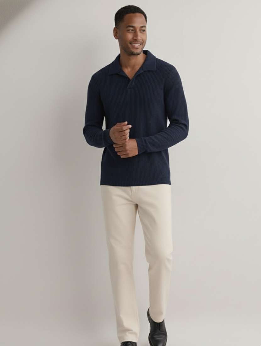 men solid long sleeve polo t-shirt - 22285891 -  Standard Image - 3