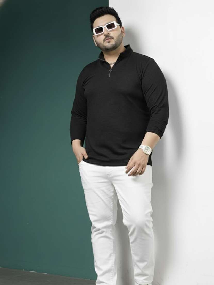 men solid stand collar long sleeve t-shirt - 22285900 -  Standard Image - 3