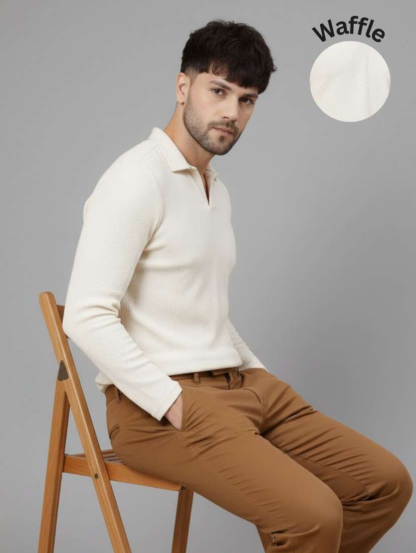 men solid long sleeve polo t-shirt