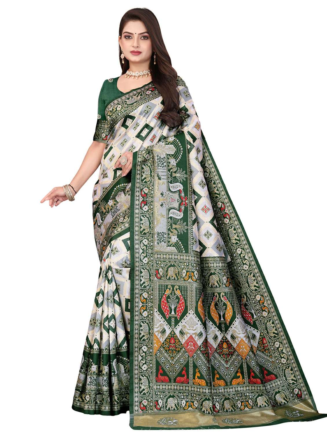 women self design banarasi saree with blouse