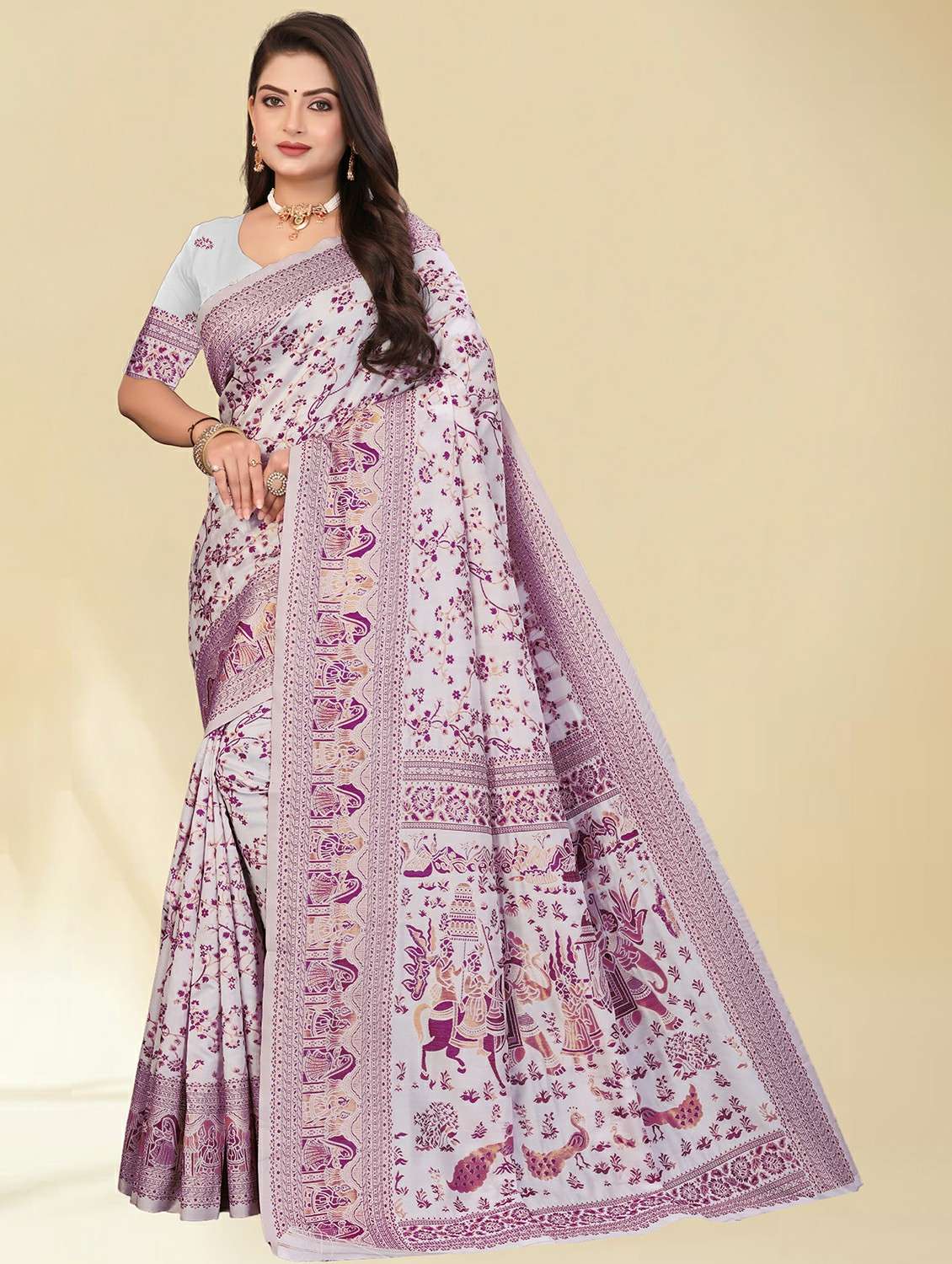 women self design banarasi saree with blouse