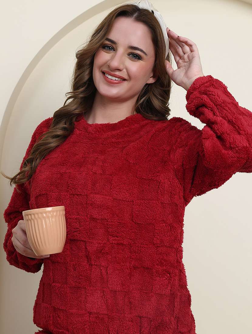 women solid long sleeve nightwear pyjama set - 22285918 -  Standard Image - 5