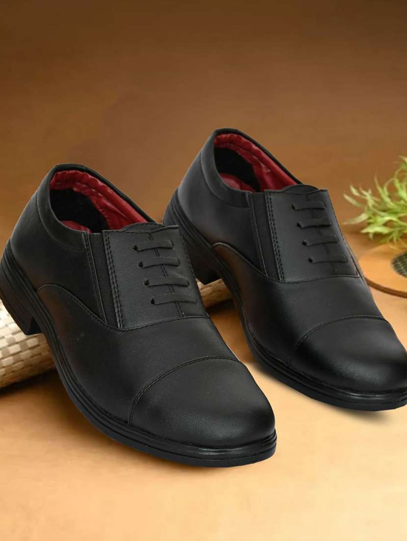 men black solid slip on oxford