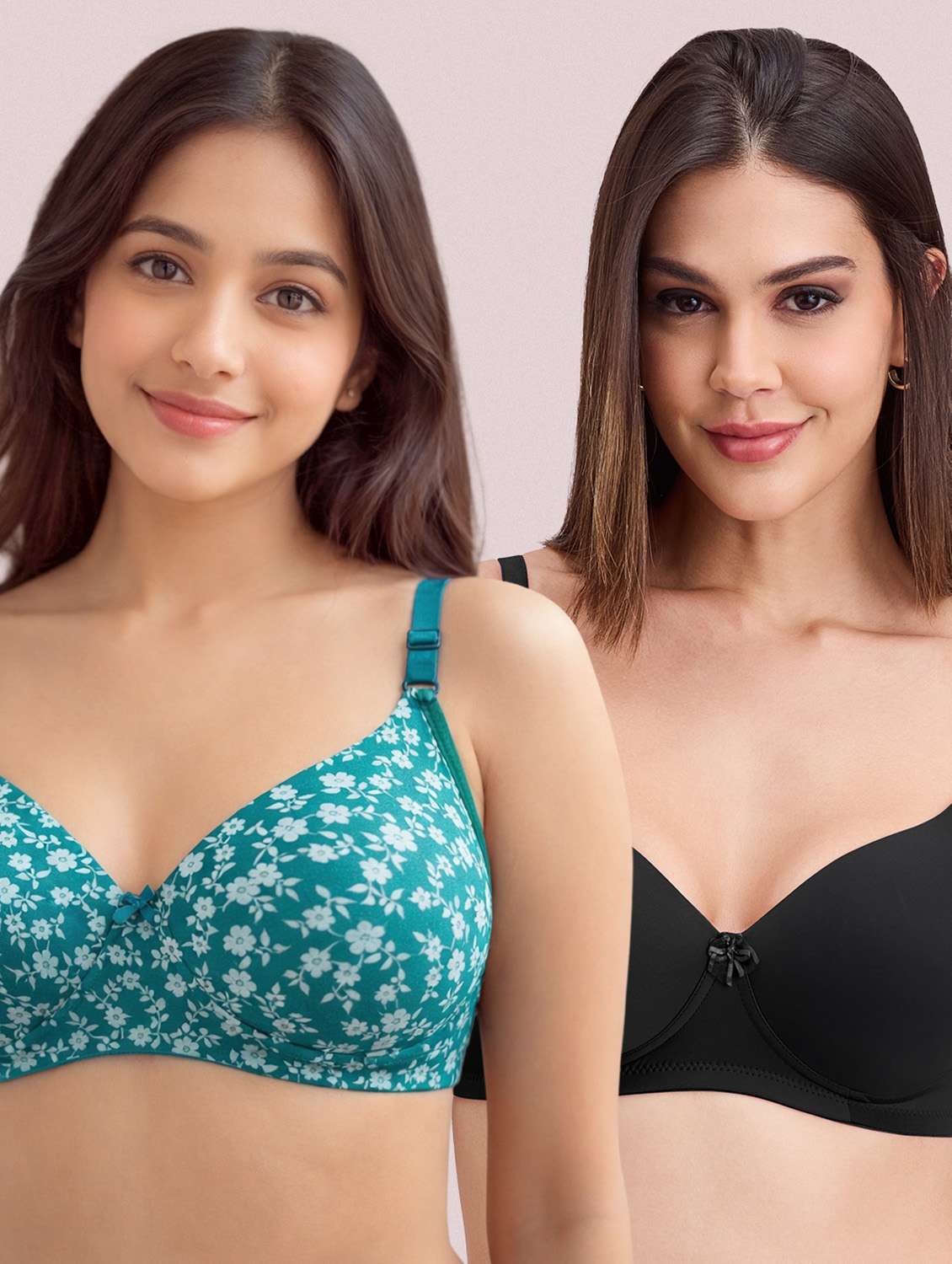 women pack of 2 printed t-shirt bra