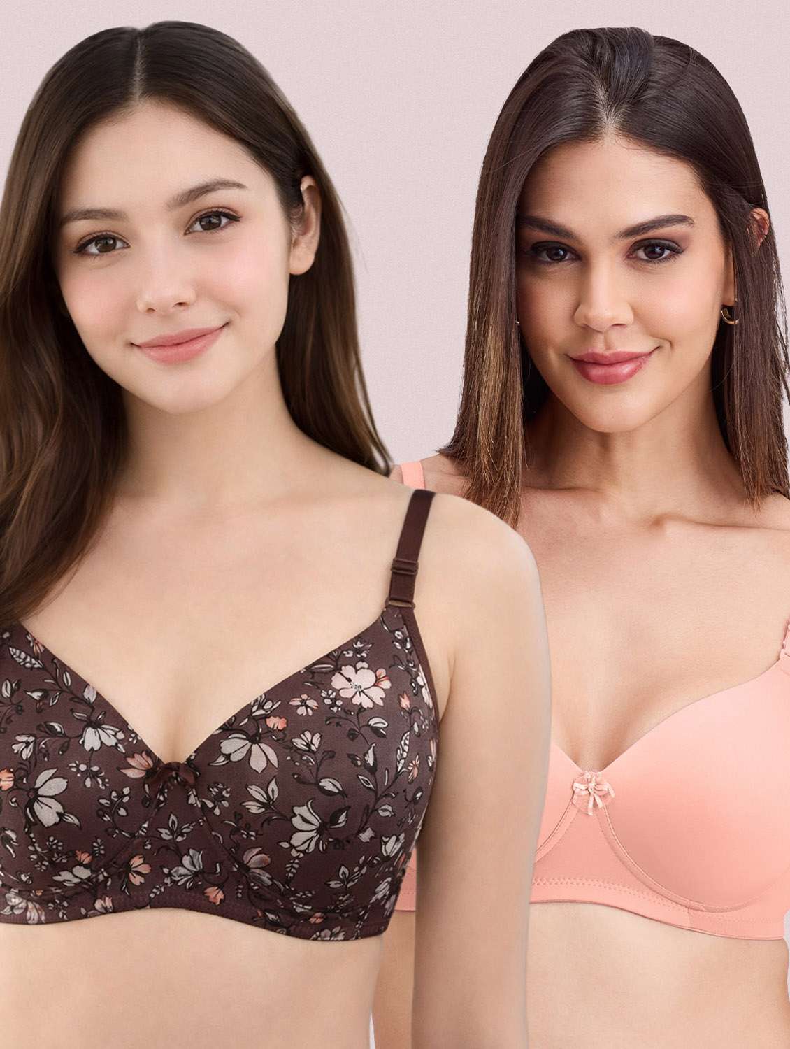 women pack of 2 printed t-shirt bra