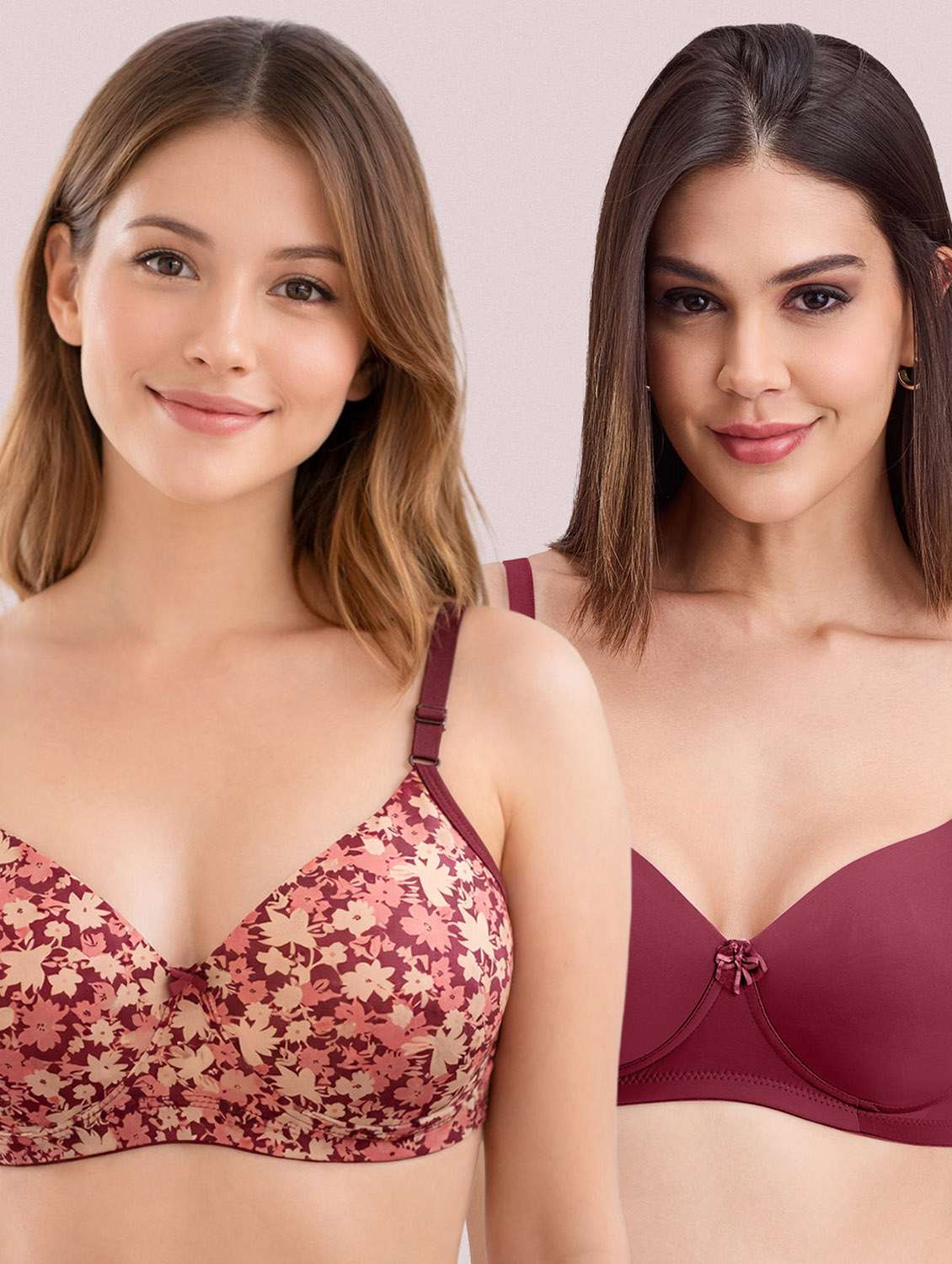 women pack of 2 printed t-shirt bra