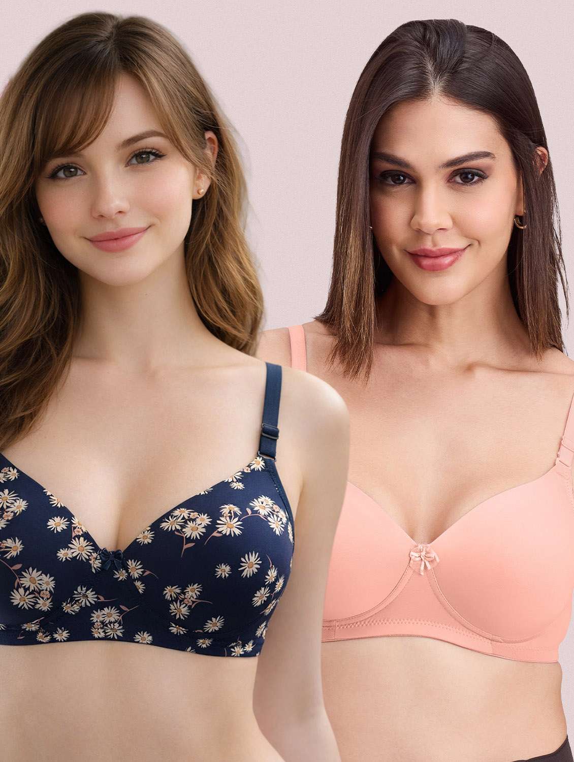 women pack of 2 printed t-shirt bra