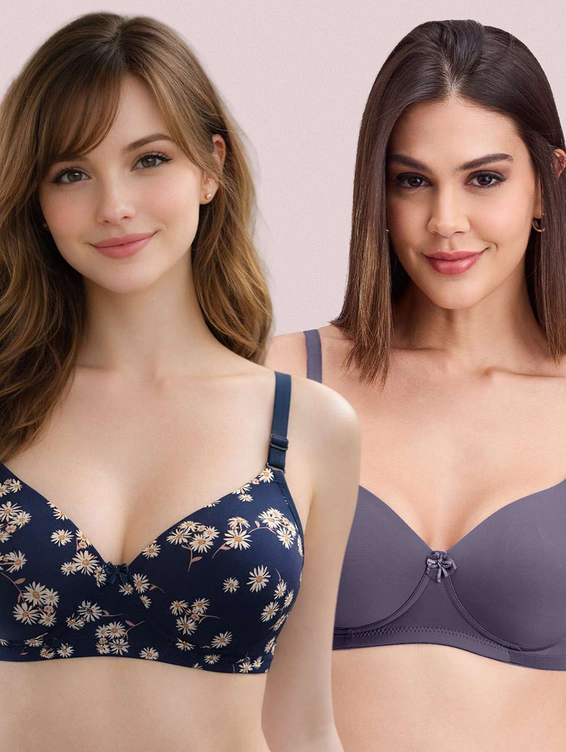 women pack of 2 printed t-shirt bra