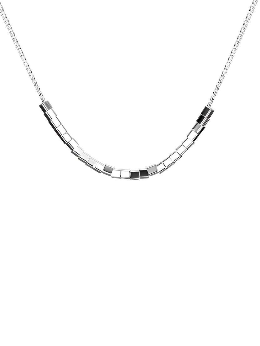 women silver beaded necklace