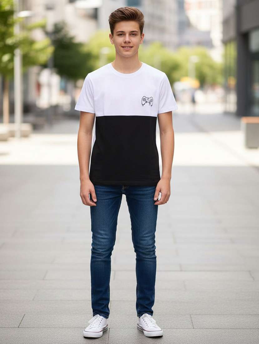 boys colro blocked short sleeve t-shirt