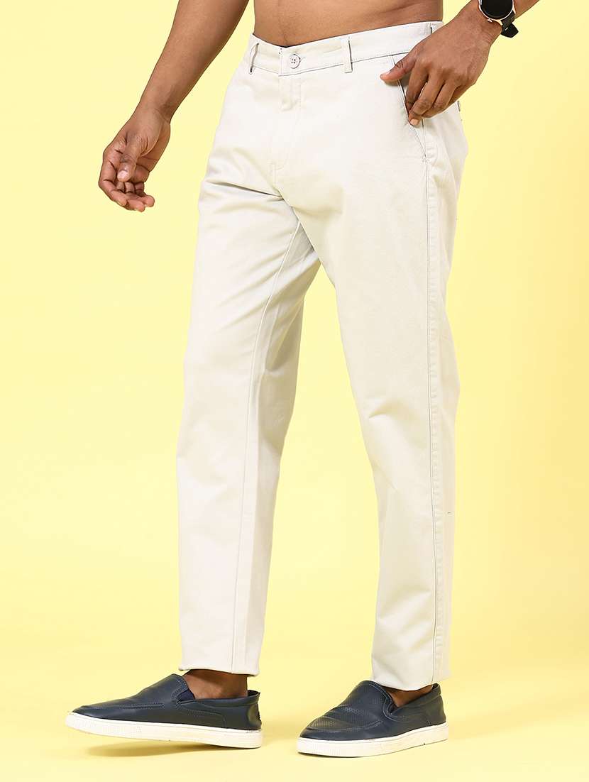 khaki cotton chinos casual trousers - 22286168 -  Standard Image - 3