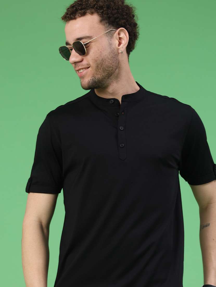 men solid short sleeve regular fit t-shirt