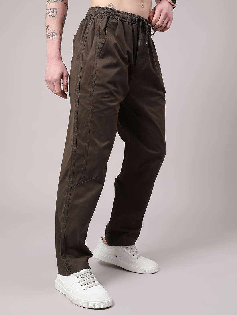 men brown cotton cargo