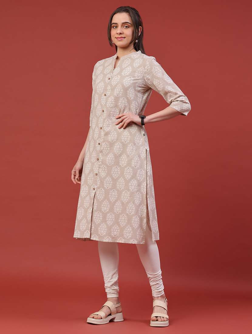 women printed three quarter sleeves a-line kurta - 22286254 -  Standard Image - 3