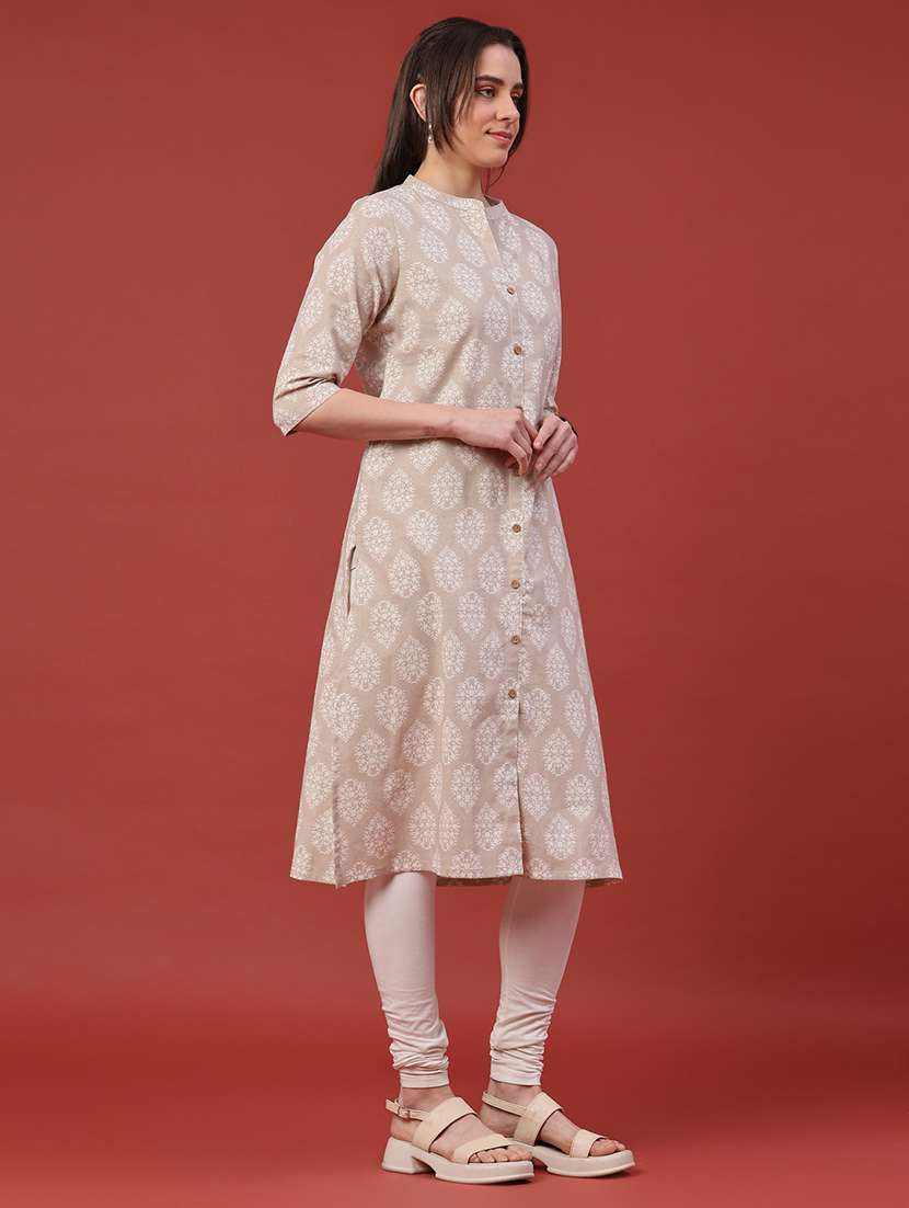 women printed three quarter sleeves a-line kurta - 22286254 -  Standard Image - 5