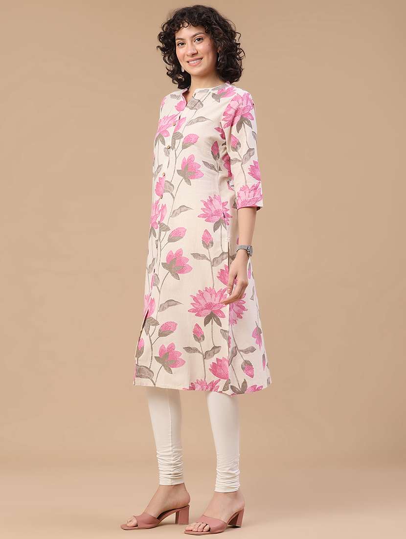 women printed three quarter sleeves a-line kurta - 22286256 -  Standard Image - 3