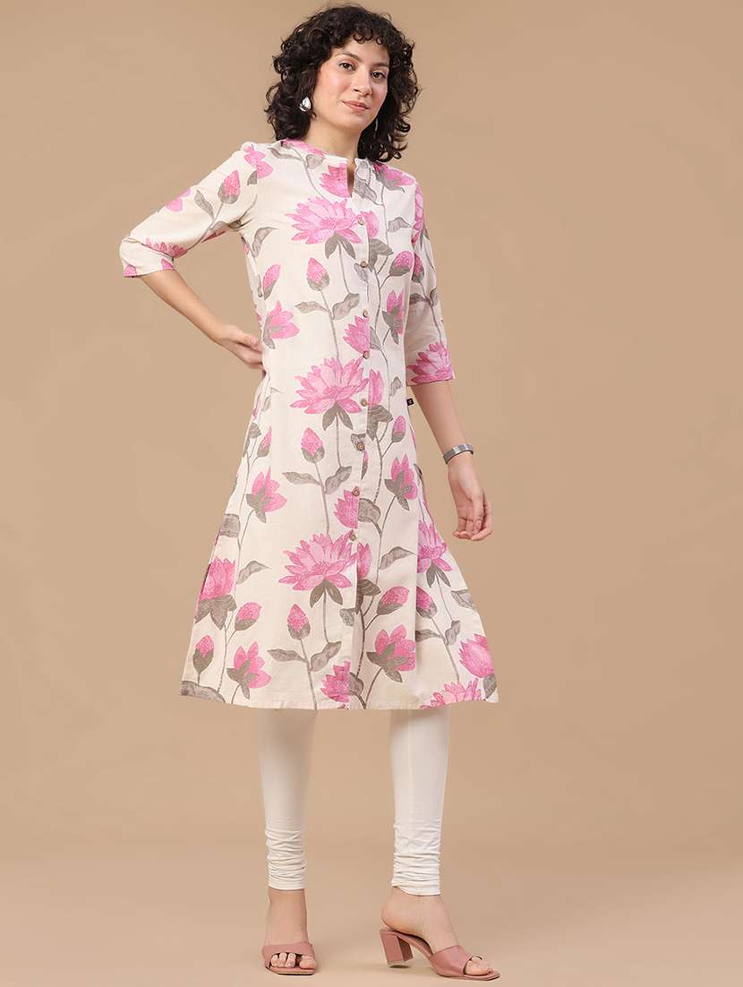 women printed three quarter sleeves a-line kurta - 22286256 -  Standard Image - 5
