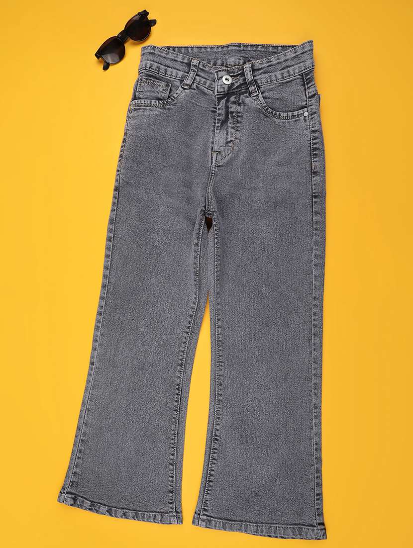 girls solid mid rise bootcut jeans