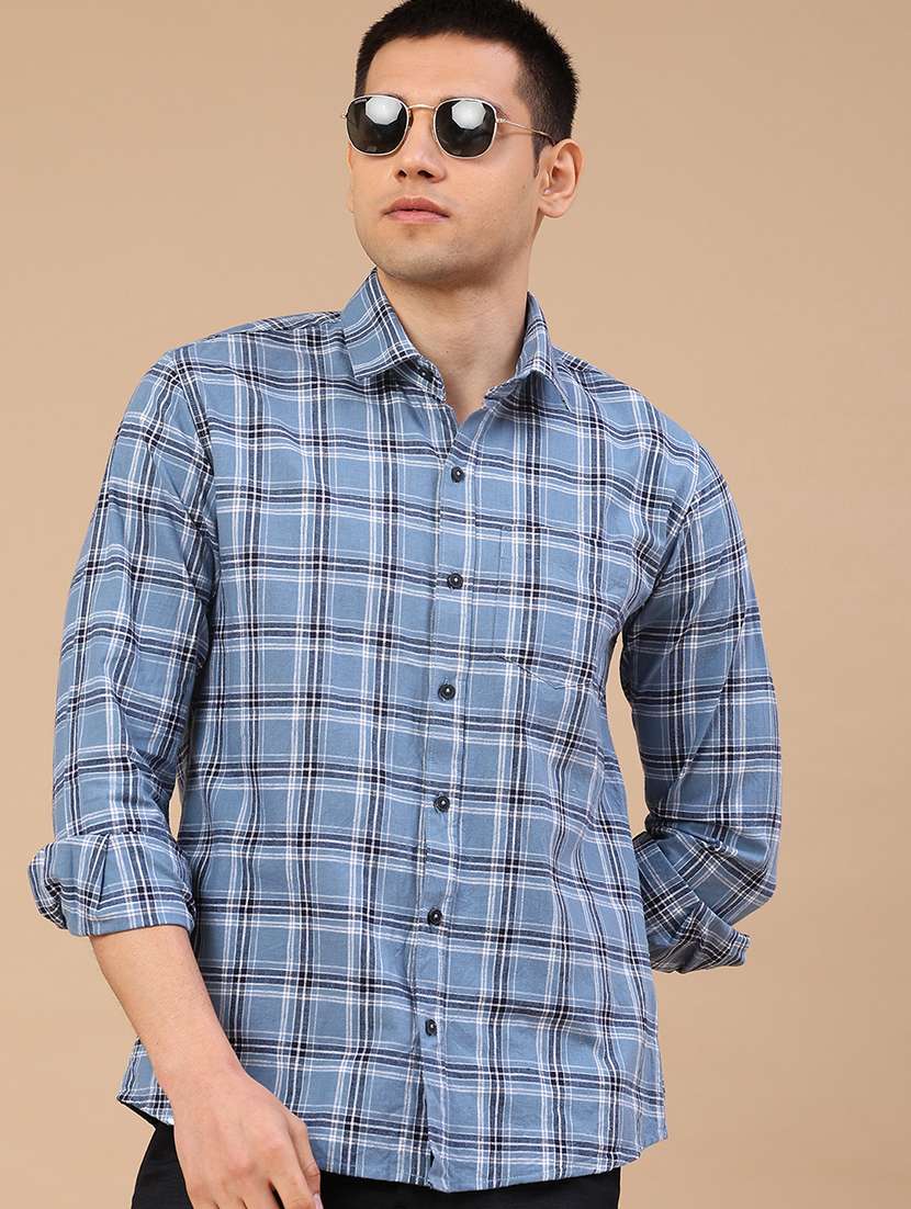 men checkered long sleeve regular fit casual shirt