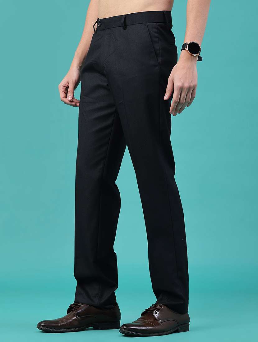 men solid mid rise flat front formal trouser - 22286355 -  Standard Image - 3