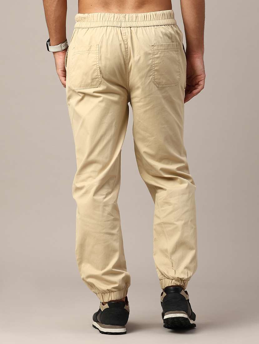 men beige cotton taped casual trouser - 22286398 -  Standard Image - 3