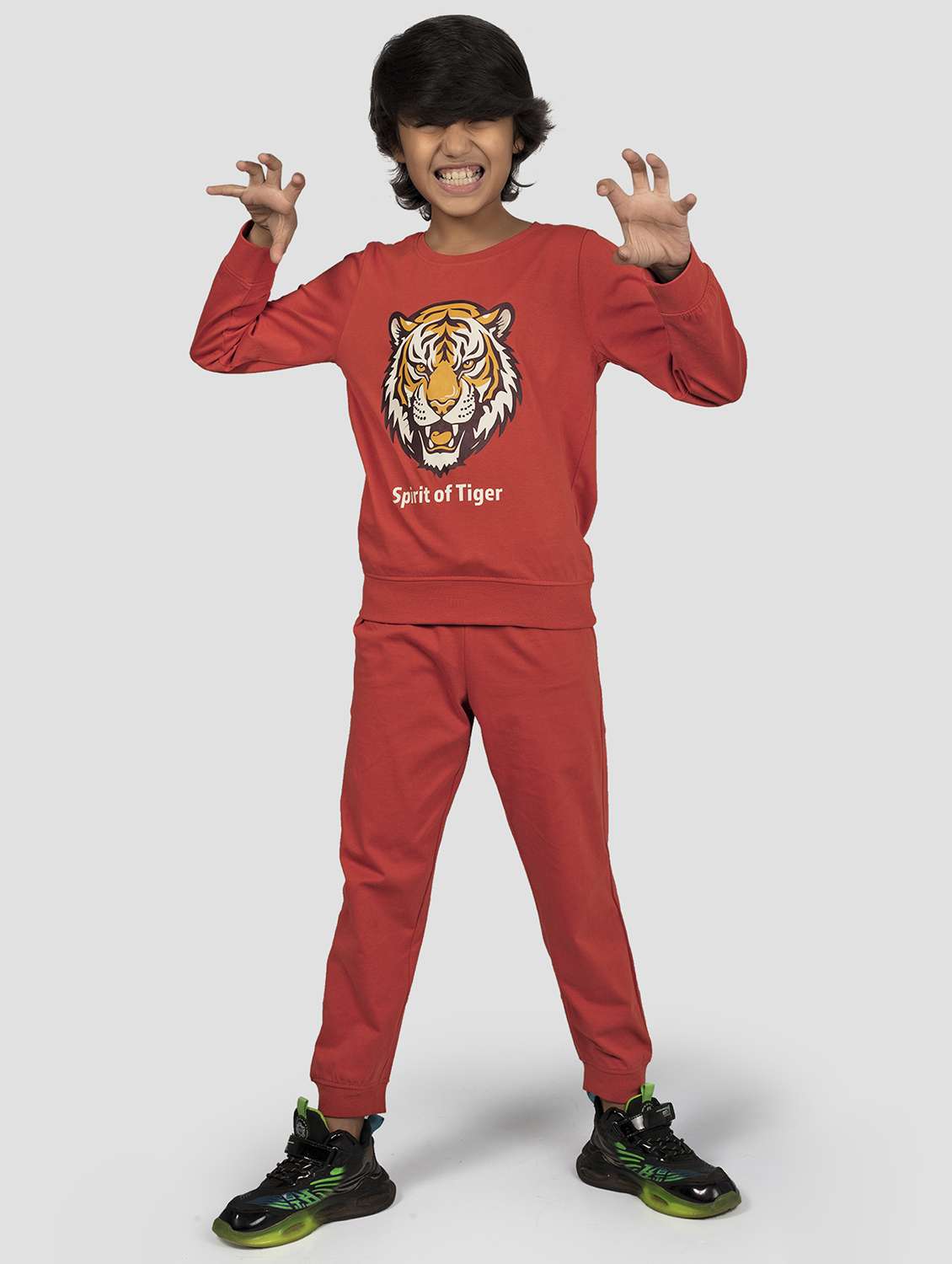 boys printed long sleeve nightwear pyjama set