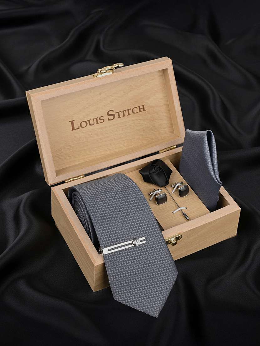 men neck tie set with pocket square & cufflinks brooch tie pin