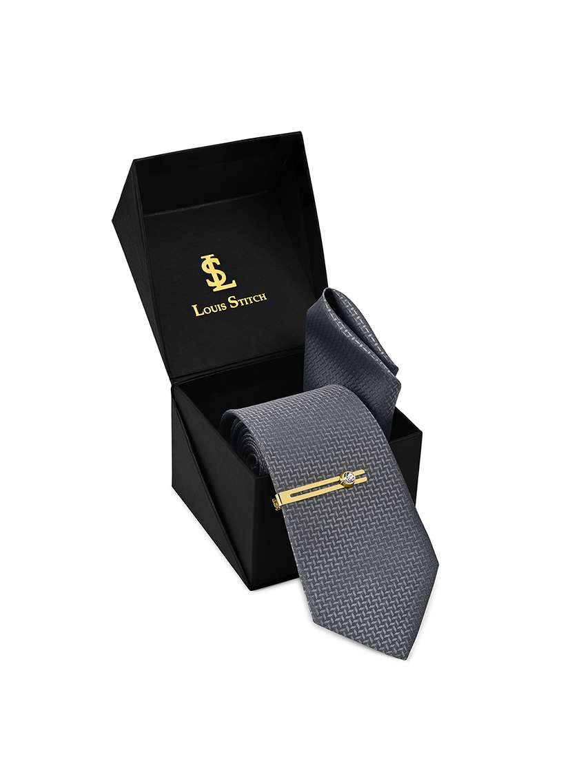 men neck tie set with pocket square & cufflinks brooch tie pin - 22286434 -  Standard Image - 3