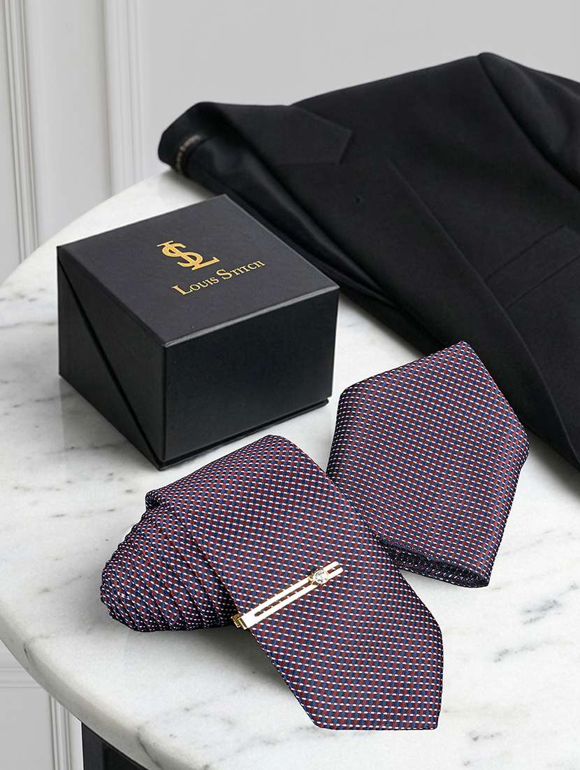 men neck tie set with pocket square & tie pin