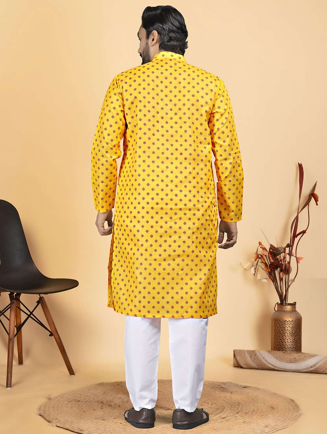 men printed mandarin neck long kurta - 22286443 -  Standard Image - 3