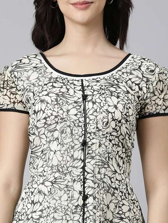 women floral print short sleeve a-line dress - 22286449 -  Standard Image - 3