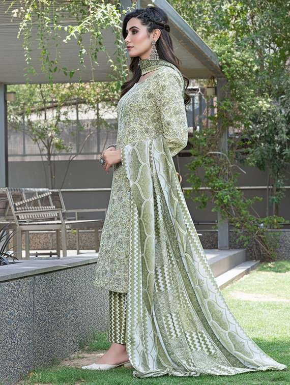 women printed three quarter sleeve kurta pant with dupatta set - 22286472 -  Standard Image - 3