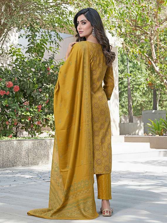 women printed three quarter sleeve kurta pant with dupatta set - 22286479 -  Standard Image - 3