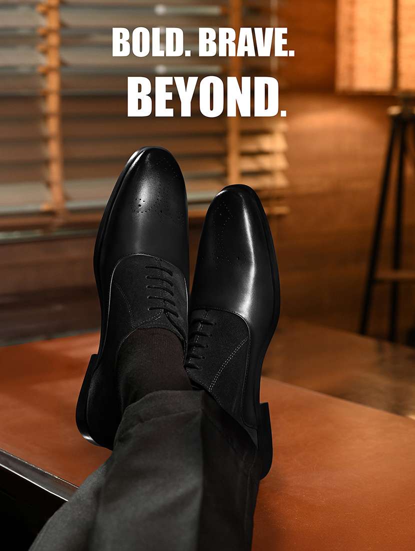 men black solid lace-up derbies - 22286544 -  Standard Image - 5