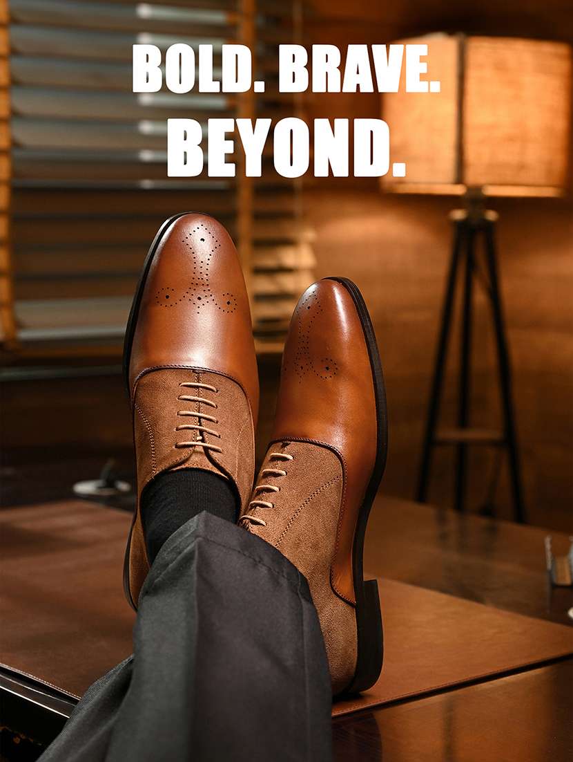men black solid lace-up derbies - 22286546 -  Standard Image - 5