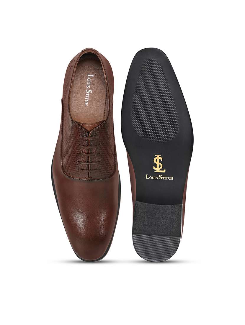 men brown solid lace-up derbies - 22286547 -  Standard Image - 3