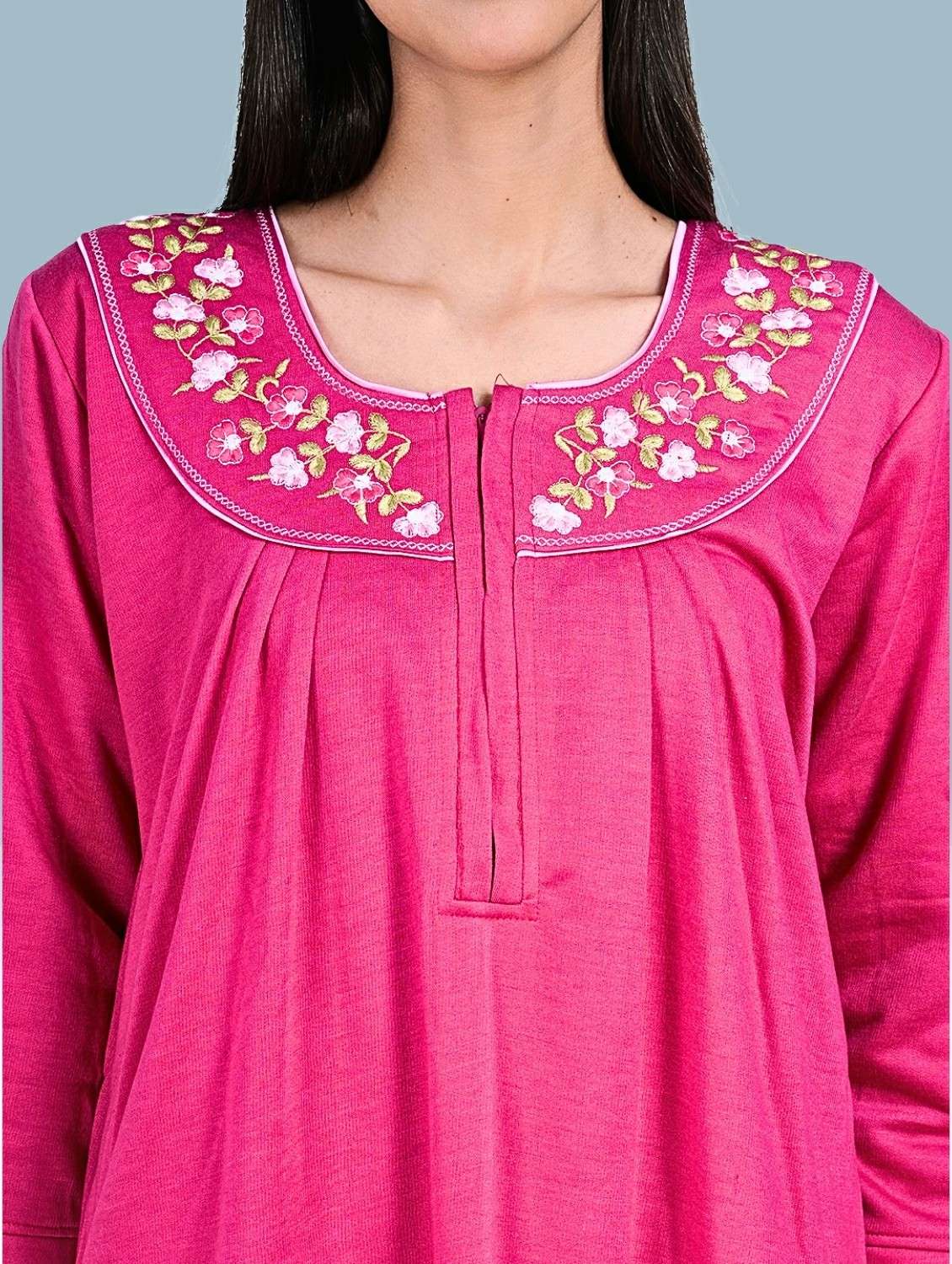 women solid long sleeve nighty - 22286748 -  Standard Image - 5